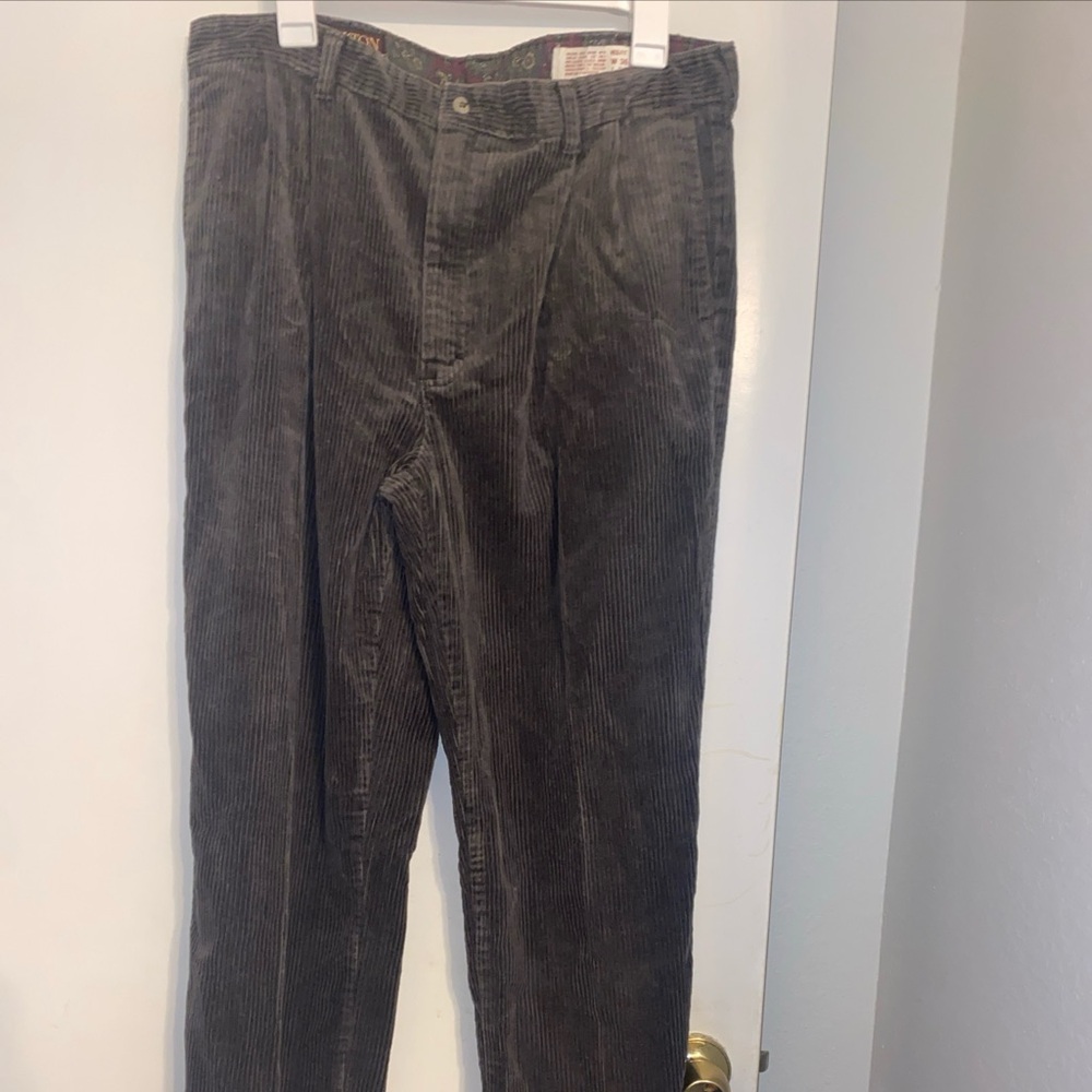 Vintage Oakton Limited Corduroy Pants Mens 36x34 Dark Brown Pleated 90s Retro